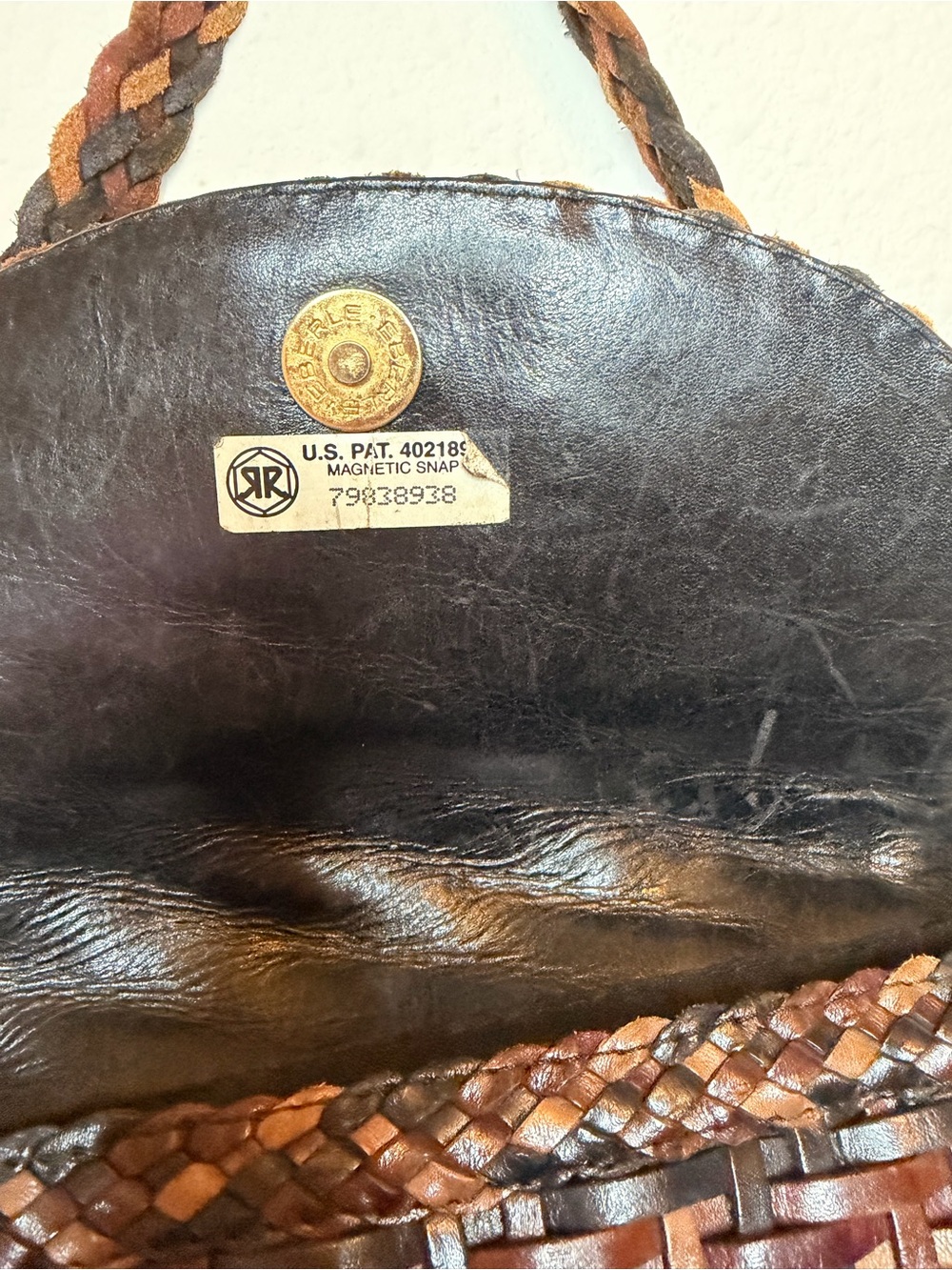 CEM Eberle Vintage Woven Leather Shoulder Bag Brown Black Braided Brazil OS - Picture 7 of 9